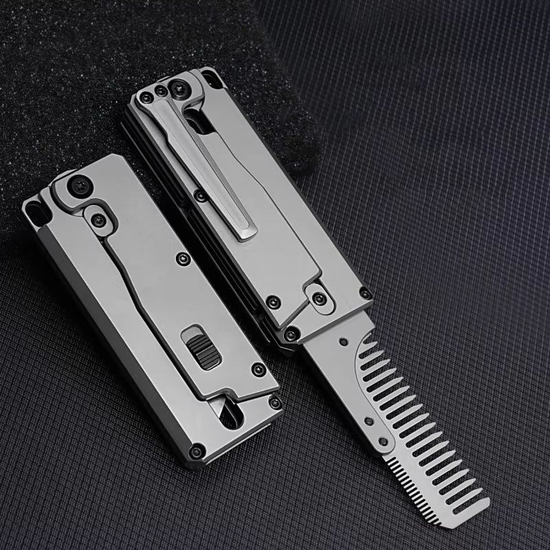 Comb Pocket Titanium - Sisir lipat paduan Titanium, Sisir multifungsi