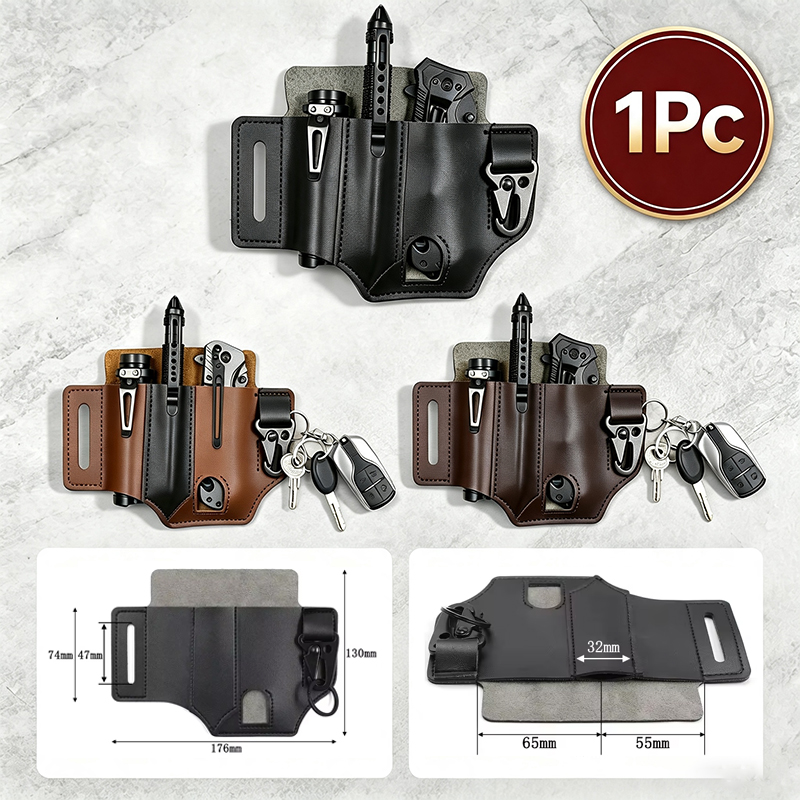 Edc Carry Pocket Pouch - Gantungan Pinggang Kulit Sapi Tempat Alat